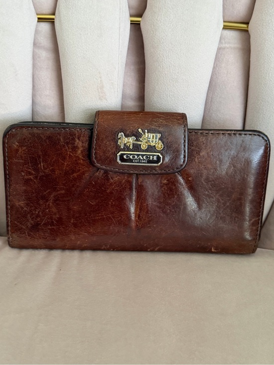 Coach Handbags - Coach Brown Leather Continental Wallet with Signature Horse & Carriage Plaque